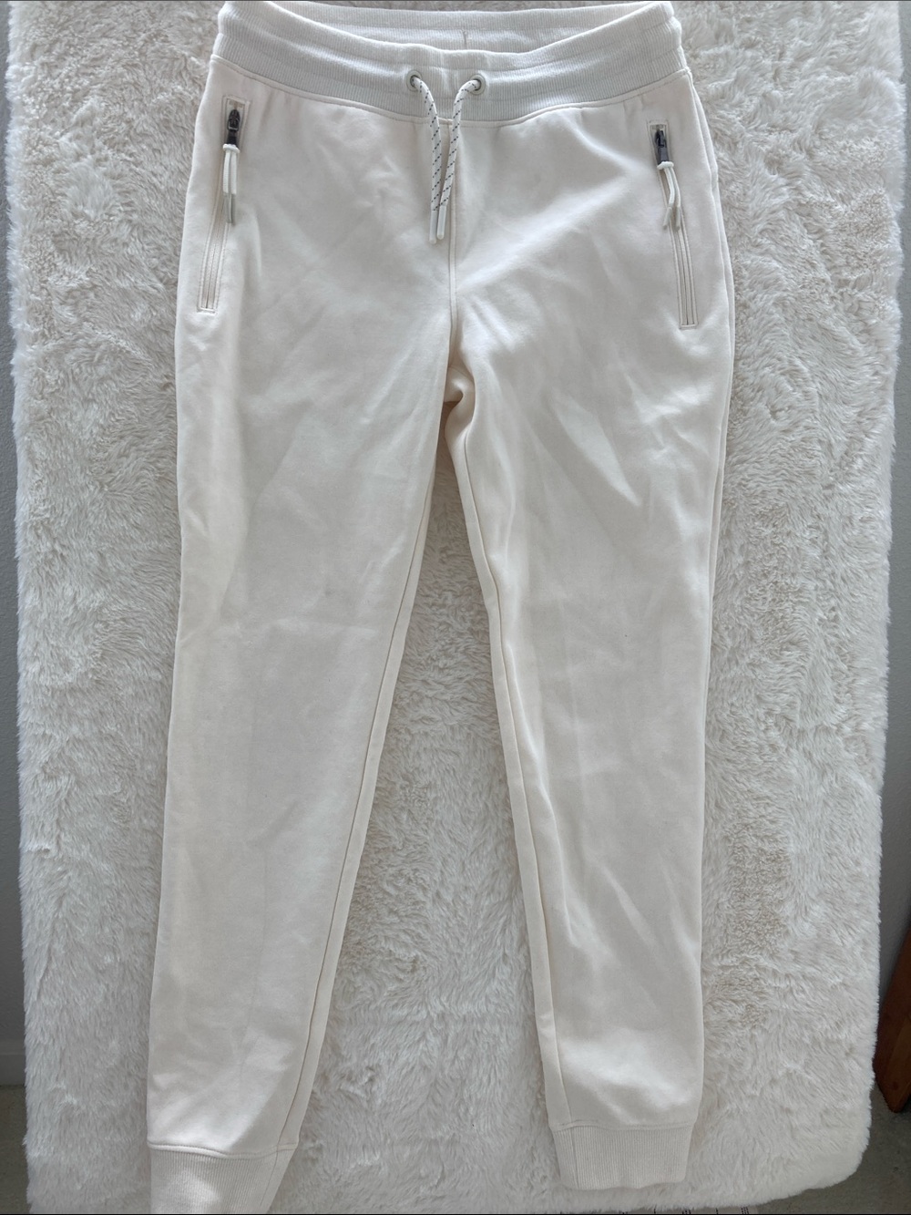SALE! Old Navy Girls Cream Drawstring Jogger Sweatpants w/ Zip Pockets L 10-12